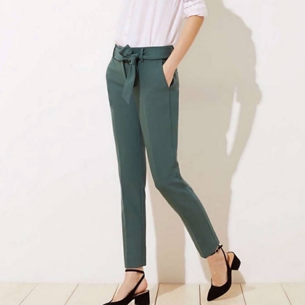 LOFT | Green tie-waist work pants